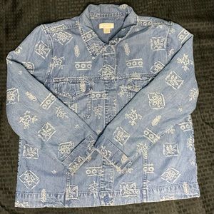 Women’s Jean Button Down Funky Pattern Shirt Size Medium